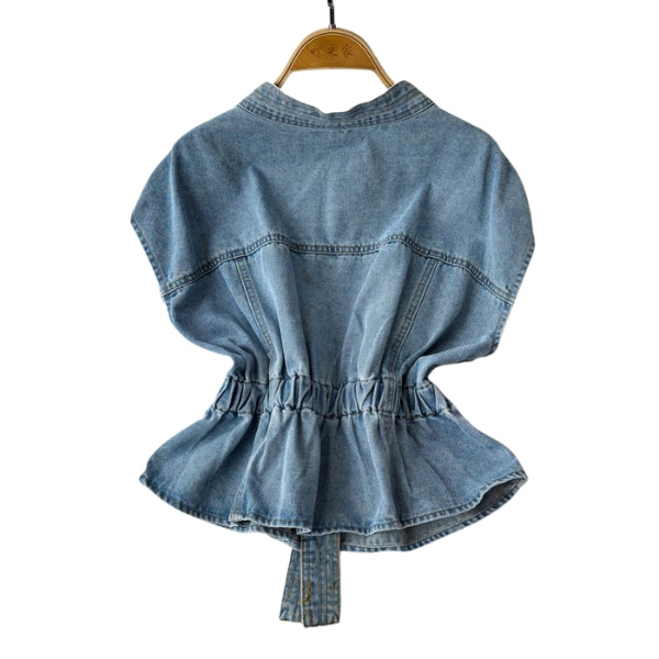 Studded Elegance Denim Vest