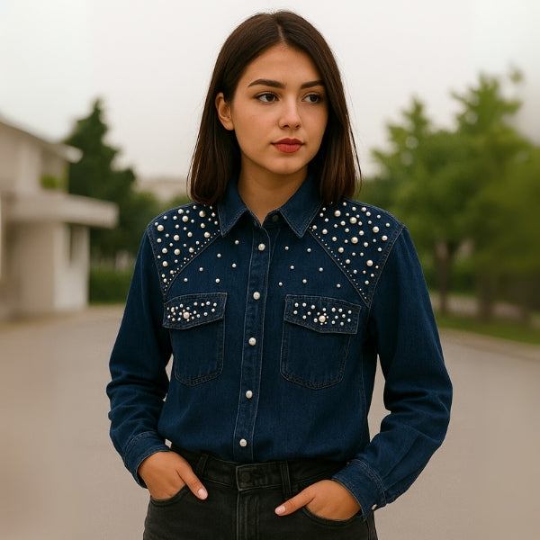 Pearl Denim Elegance