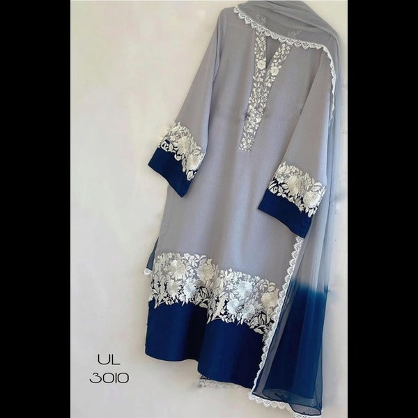 Aabha: Upada Silk Embroidered Suit with Pure Organza Dupatta