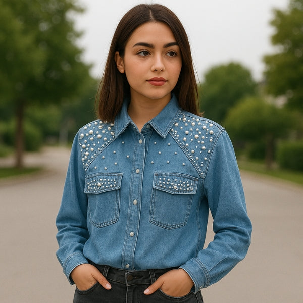 Pearl Denim Elegance