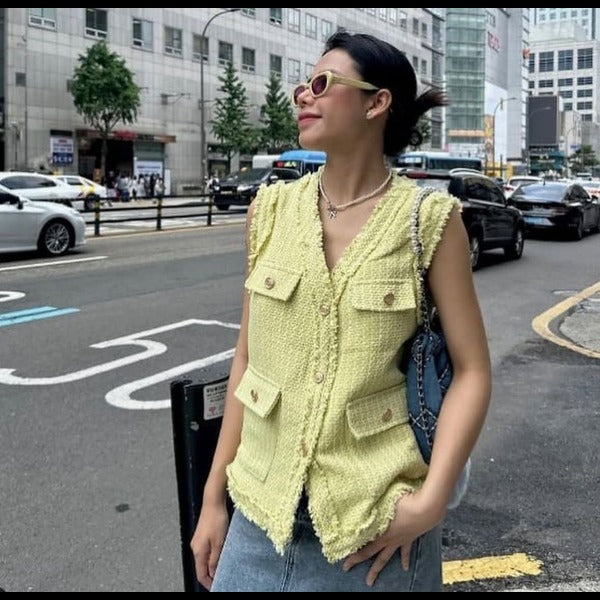 Textured Button Down Vest