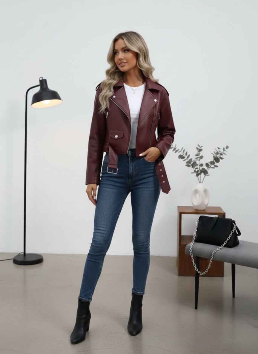 Imported Stylish Zip-Up Jacket with Belt Detail | Trendy Outerwear