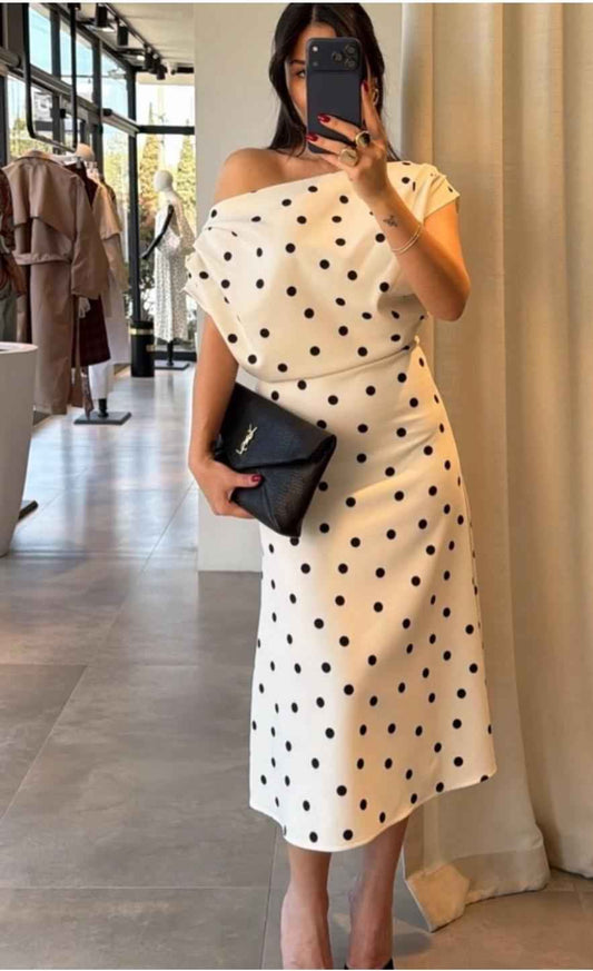 Asymmetric Polka Dot Dress