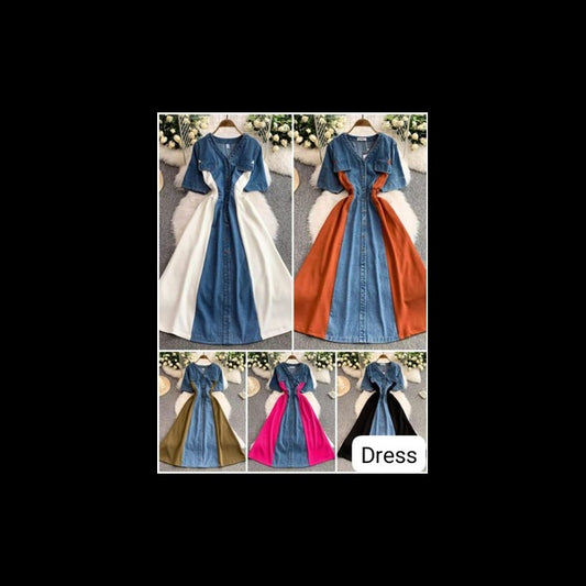 Chic Colour Block Denim Dress