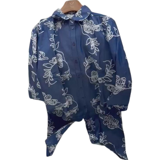 Adorned Affair: Embroidered Denim Cotton Coordset