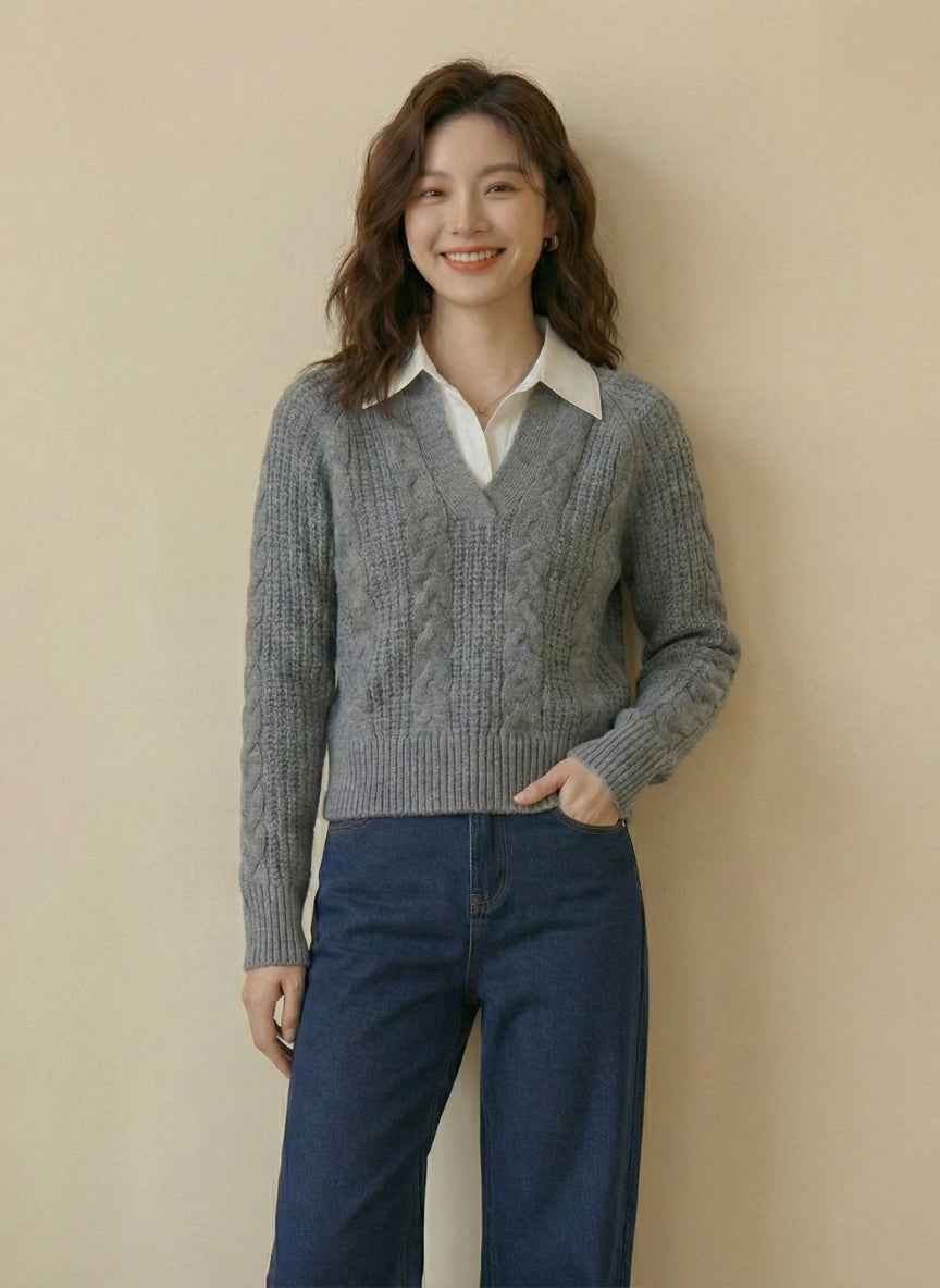 Imported Collared Knit Sweater | Chic Polo-Neck Pullover