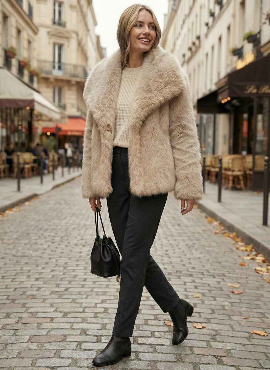 Luxurious Faux Fur Lapel Jacket | Premium Winter Coat