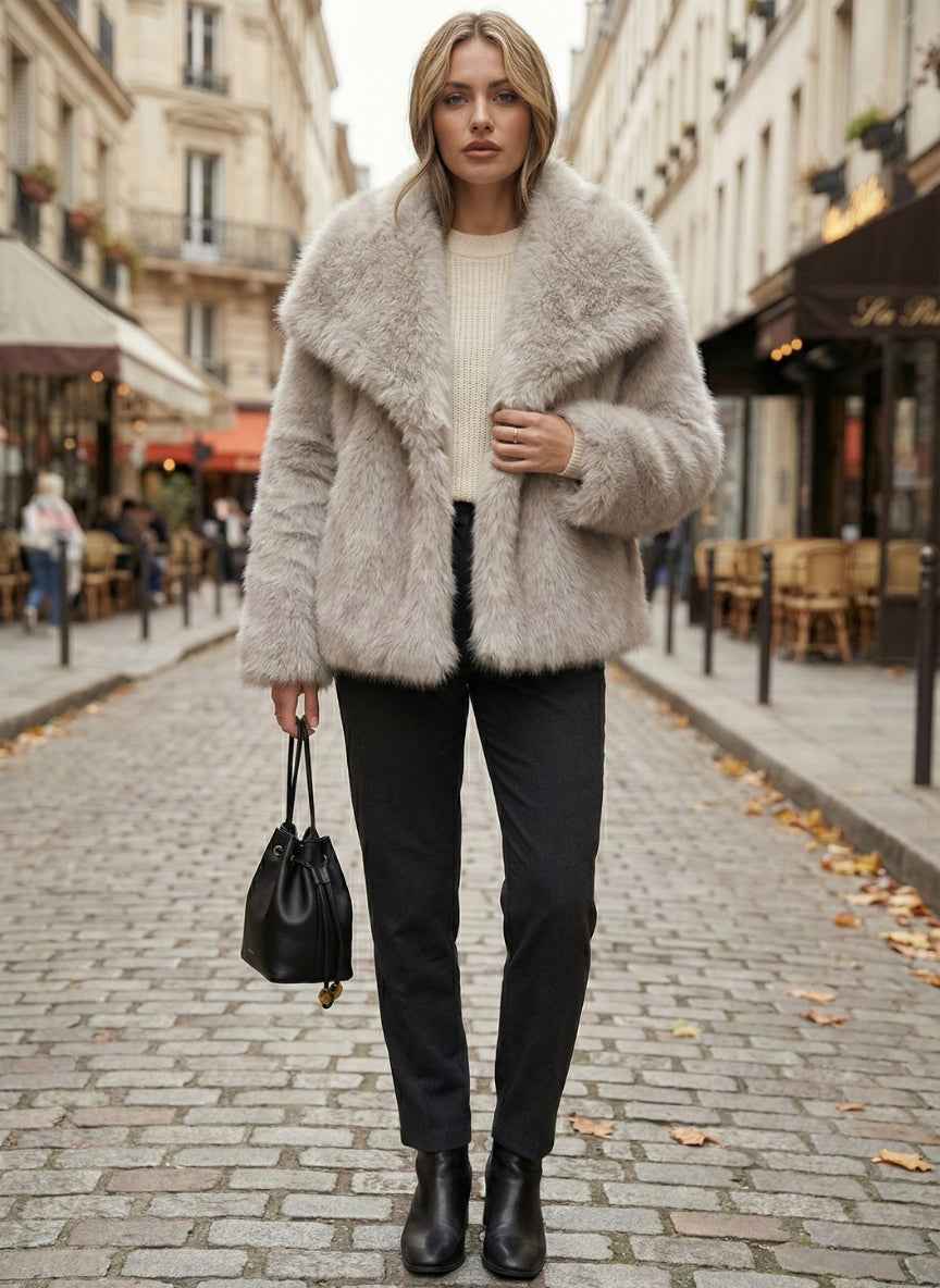 Luxurious Faux Fur Lapel Jacket | Premium Winter Coat