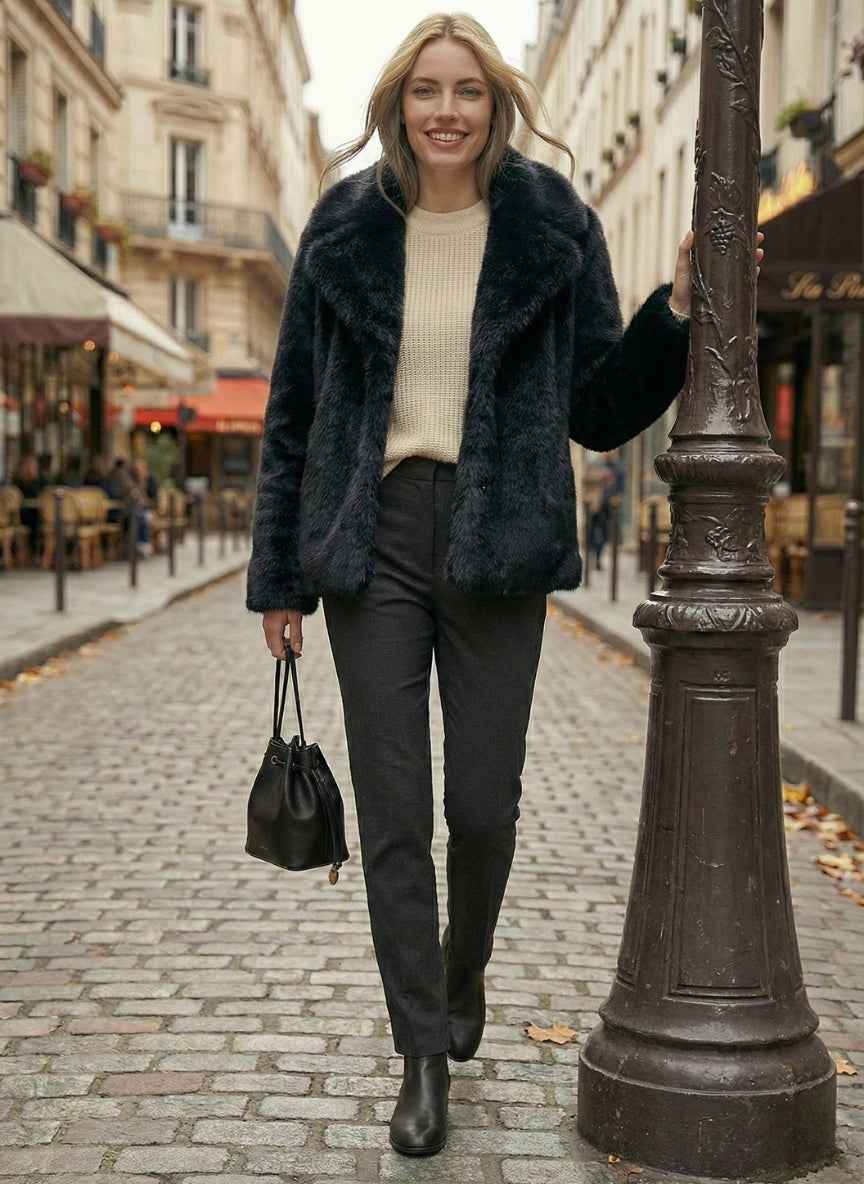Luxurious Faux Fur Lapel Jacket | Premium Winter Coat