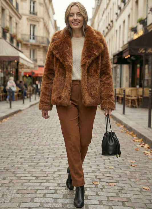 Luxurious Faux Fur Lapel Jacket | Premium Winter Coat