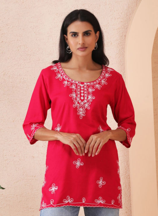 Scarlet Blossom Kurti